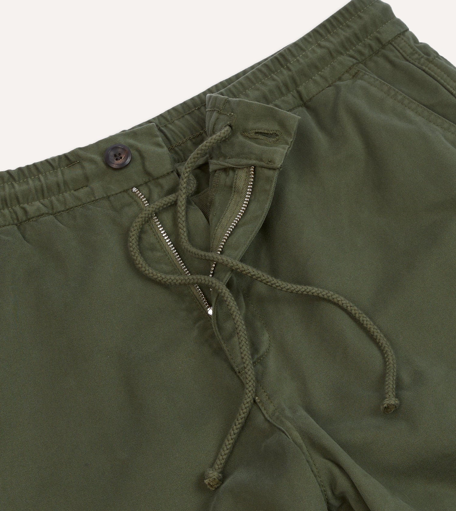 Olive Cotton Drawstring Trousers