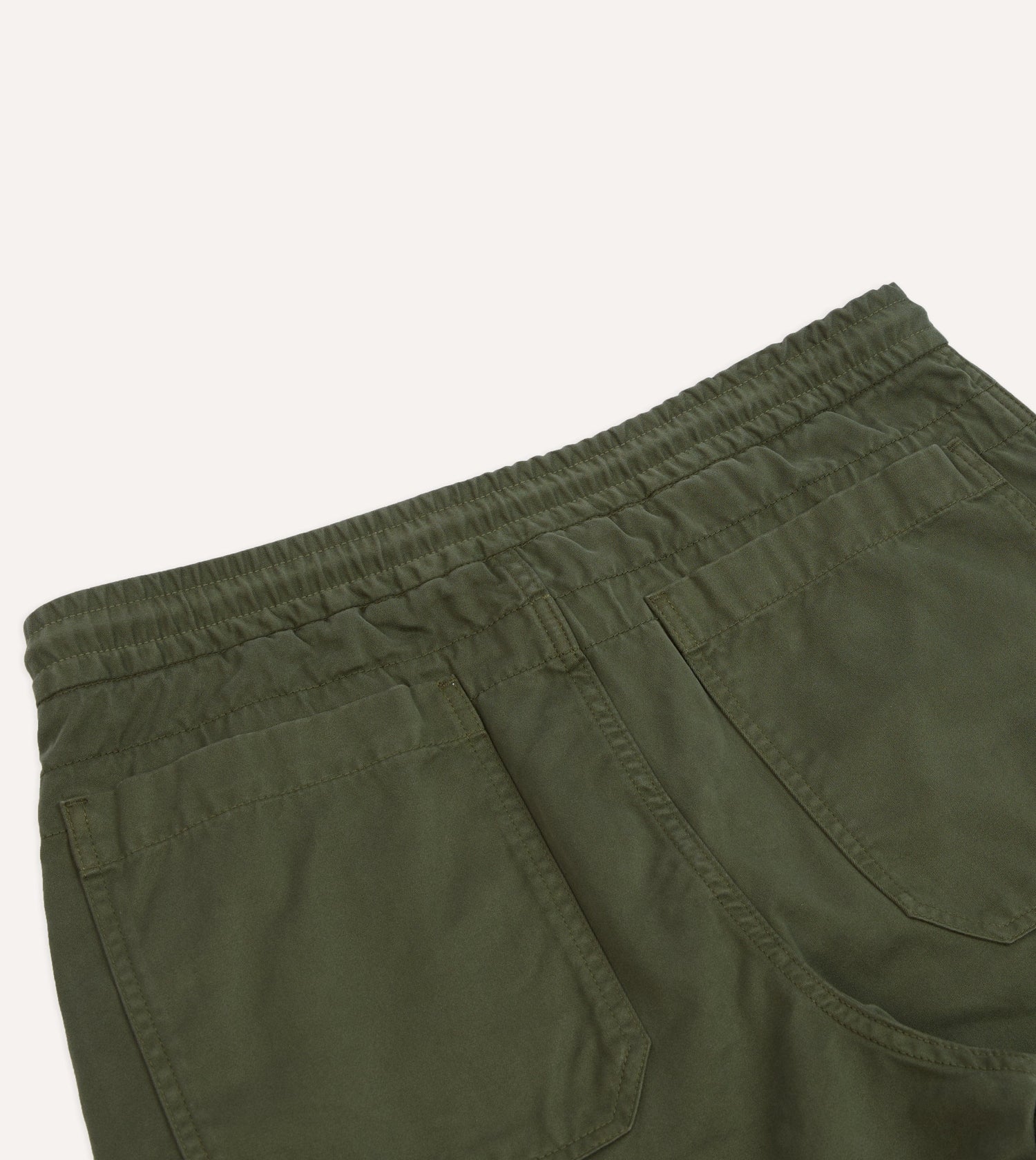 Olive Cotton Drawstring Trousers