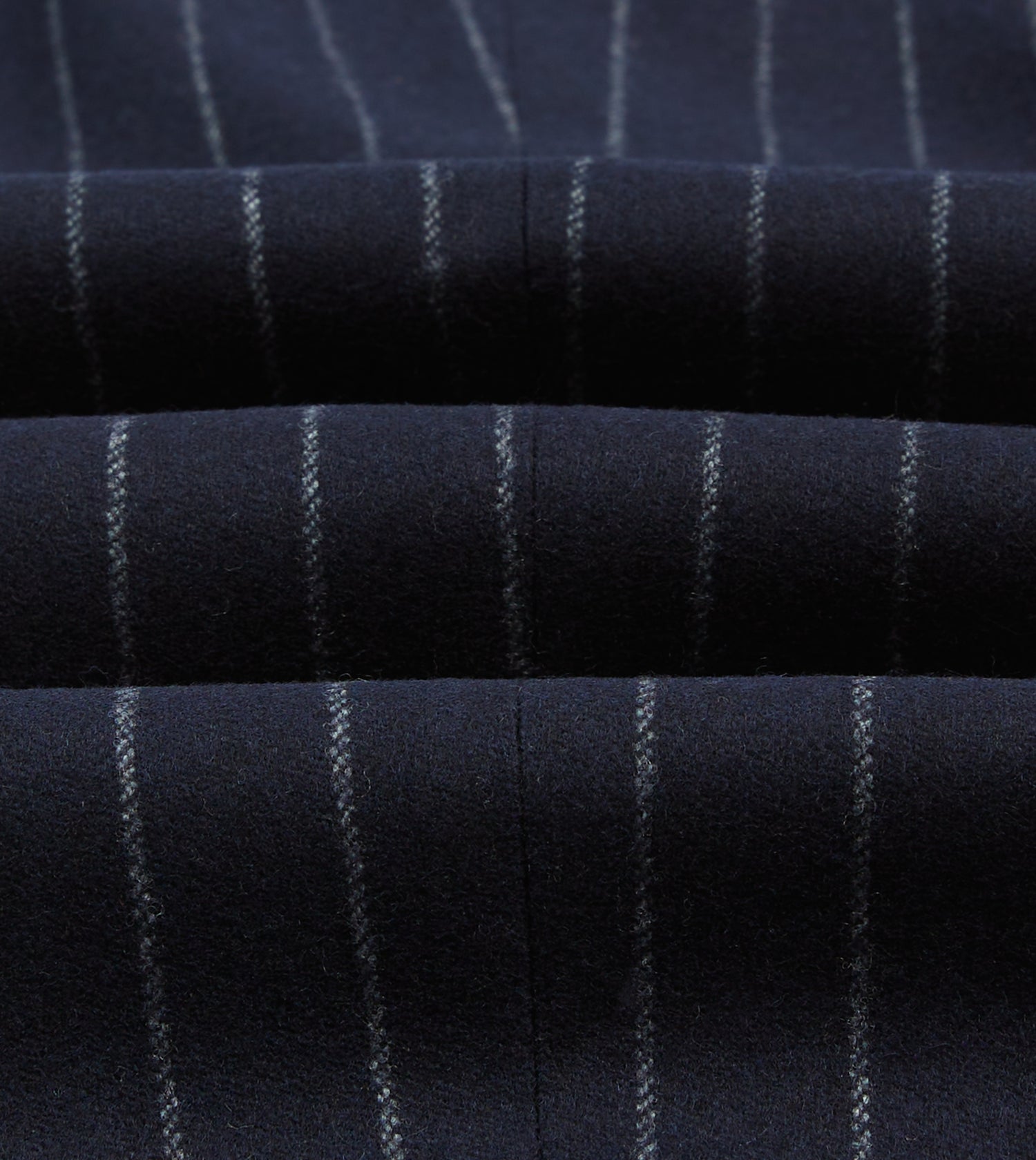 Navy Chalkstripe Wool Flannel Flat Front Trouser