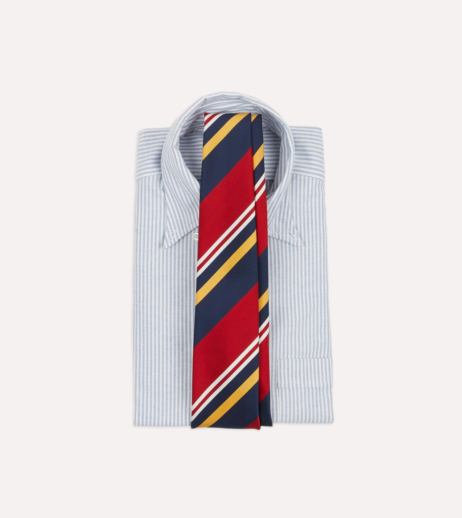 Navy, Red and Yellow Baiadera Stripe Mogador Tipped Tie