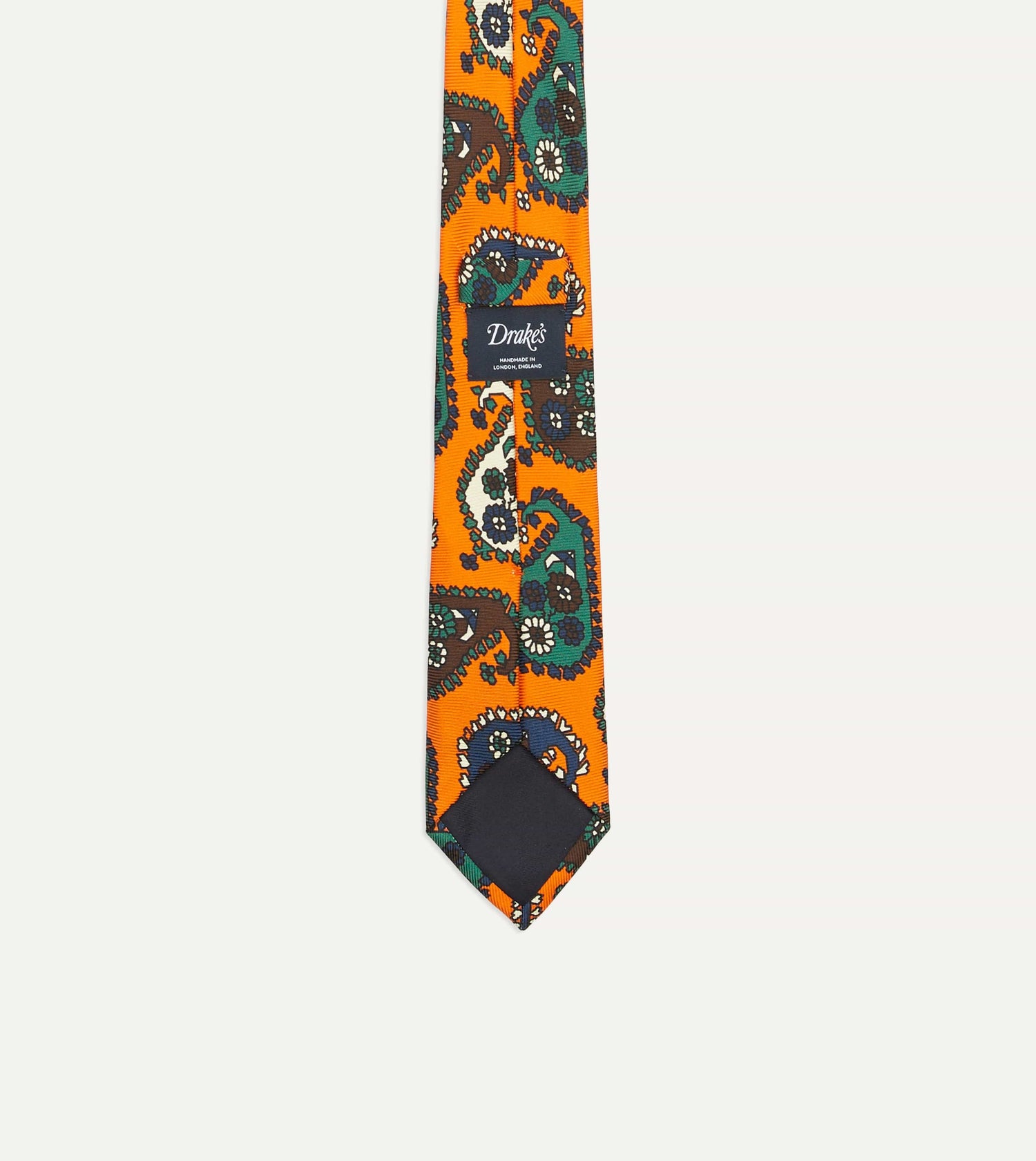 Orange Geometric Paisley Print Twill Silk Tie