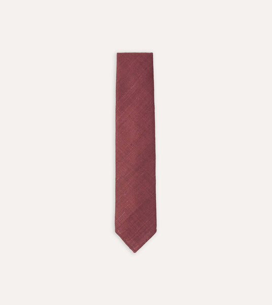 Burgundy Tussah Hand Rolled Silk Tie – Drakes