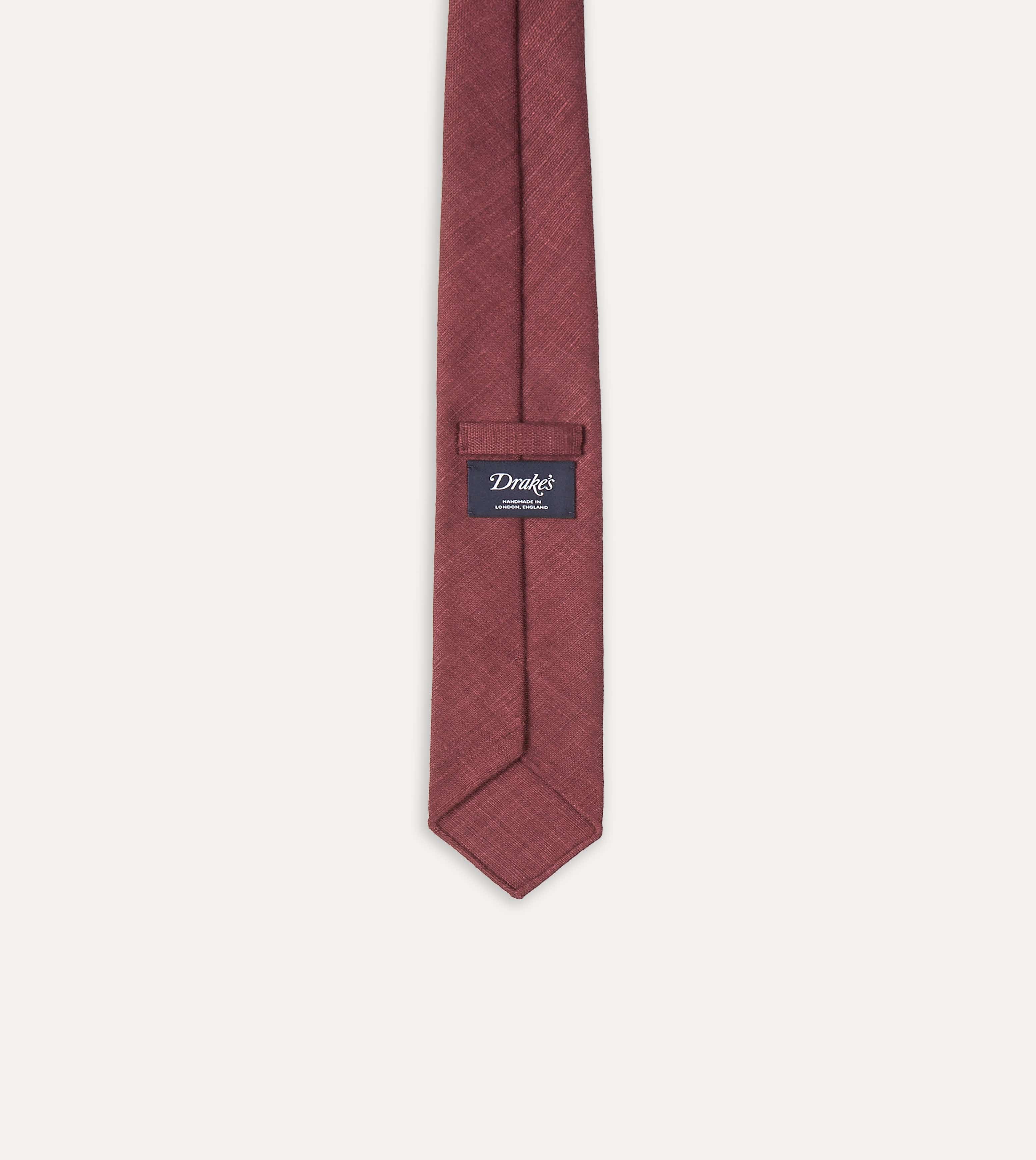 Burgundy Tussah Hand Rolled Silk Tie – Drakes