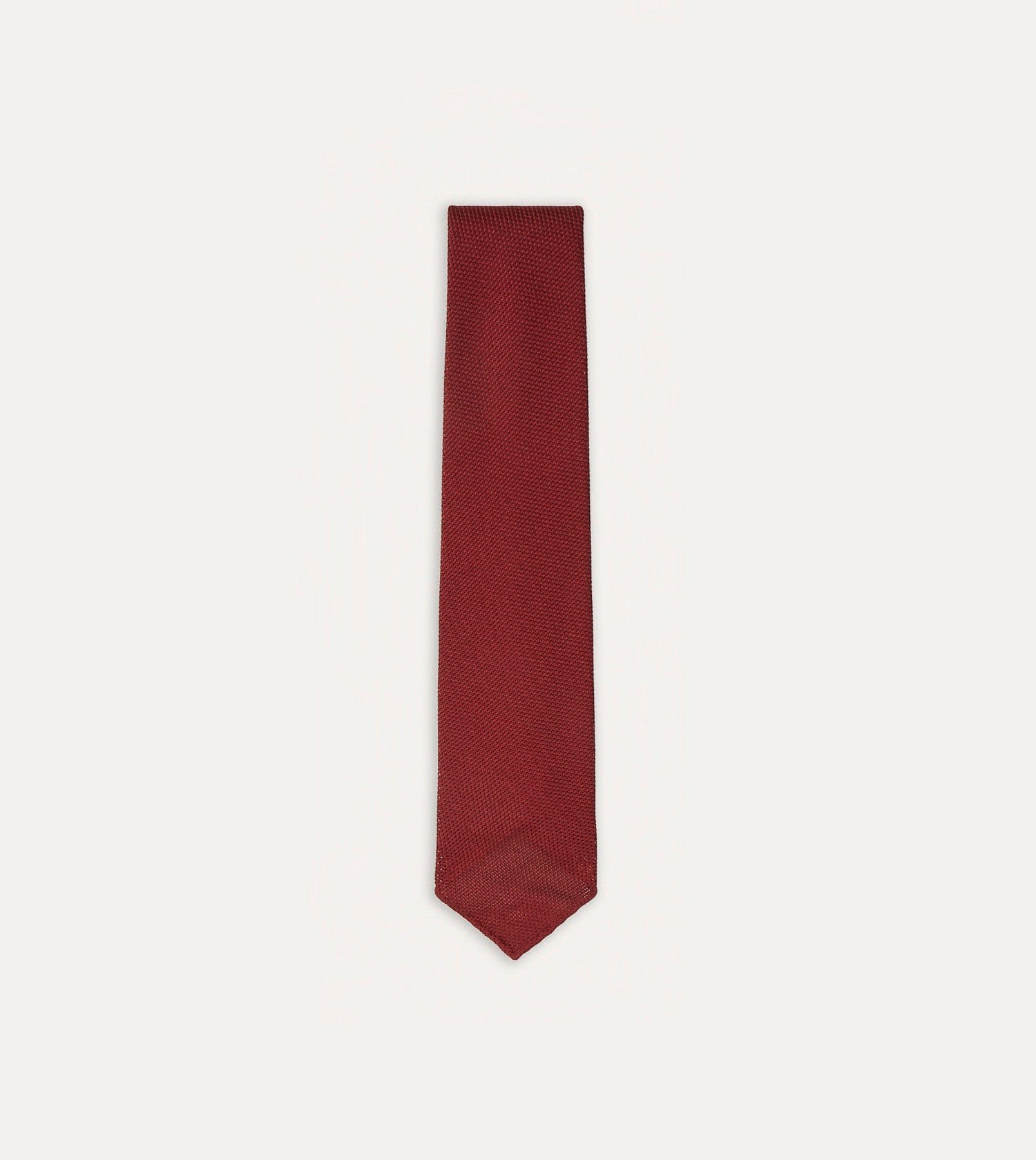 Red Fine Woven Grenadine Silk Hand Rolled Tie