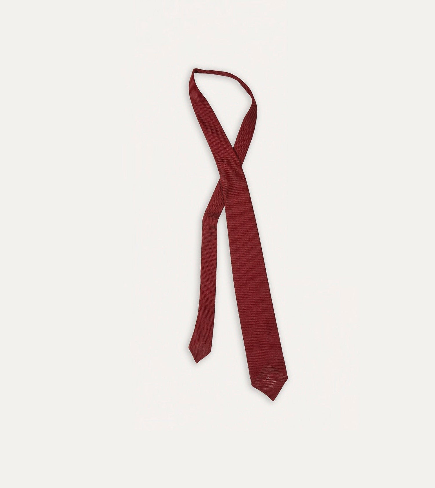 Red Fine Woven Grenadine Silk Hand Rolled Tie