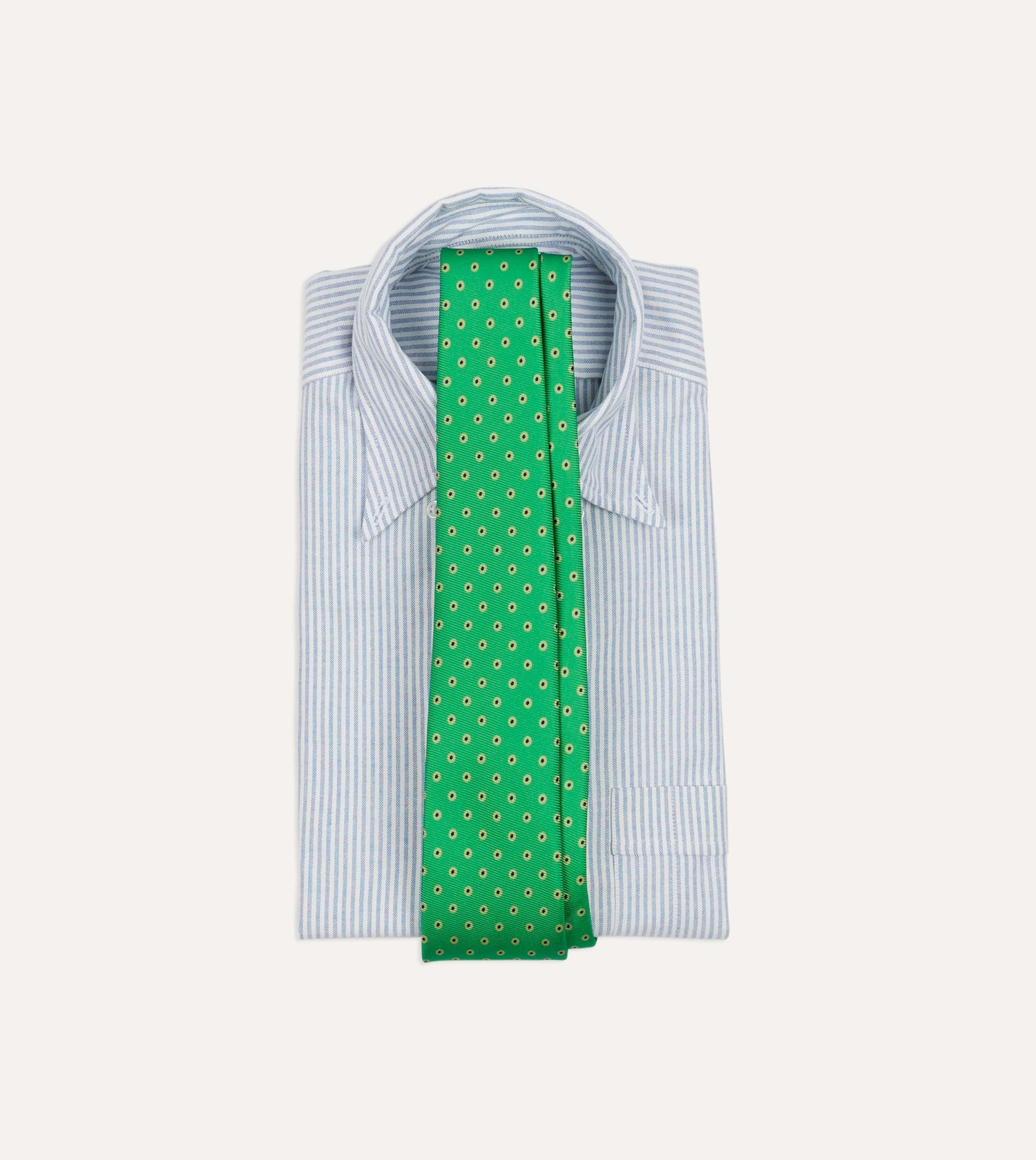 Green Circular Dot Silk Self Tipped Tie