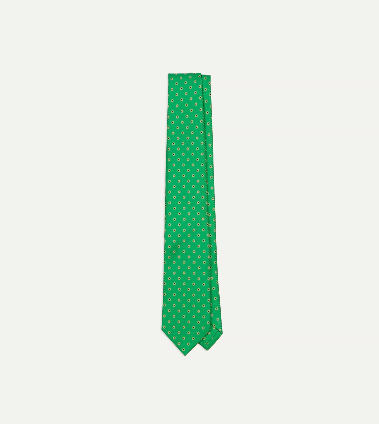 Green Circular Dot Silk Self Tipped Tie