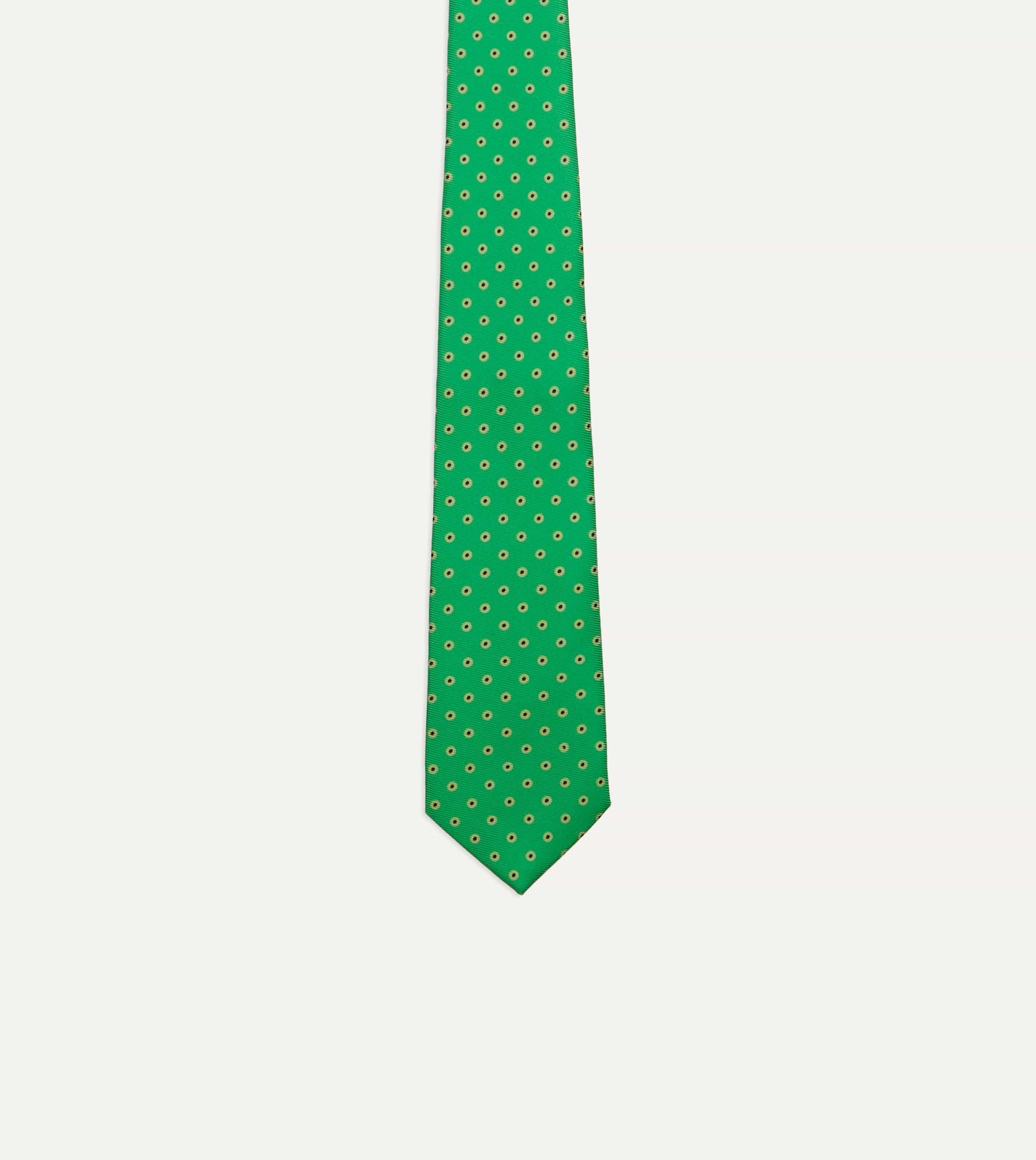 Green Circular Dot Silk Self Tipped Tie