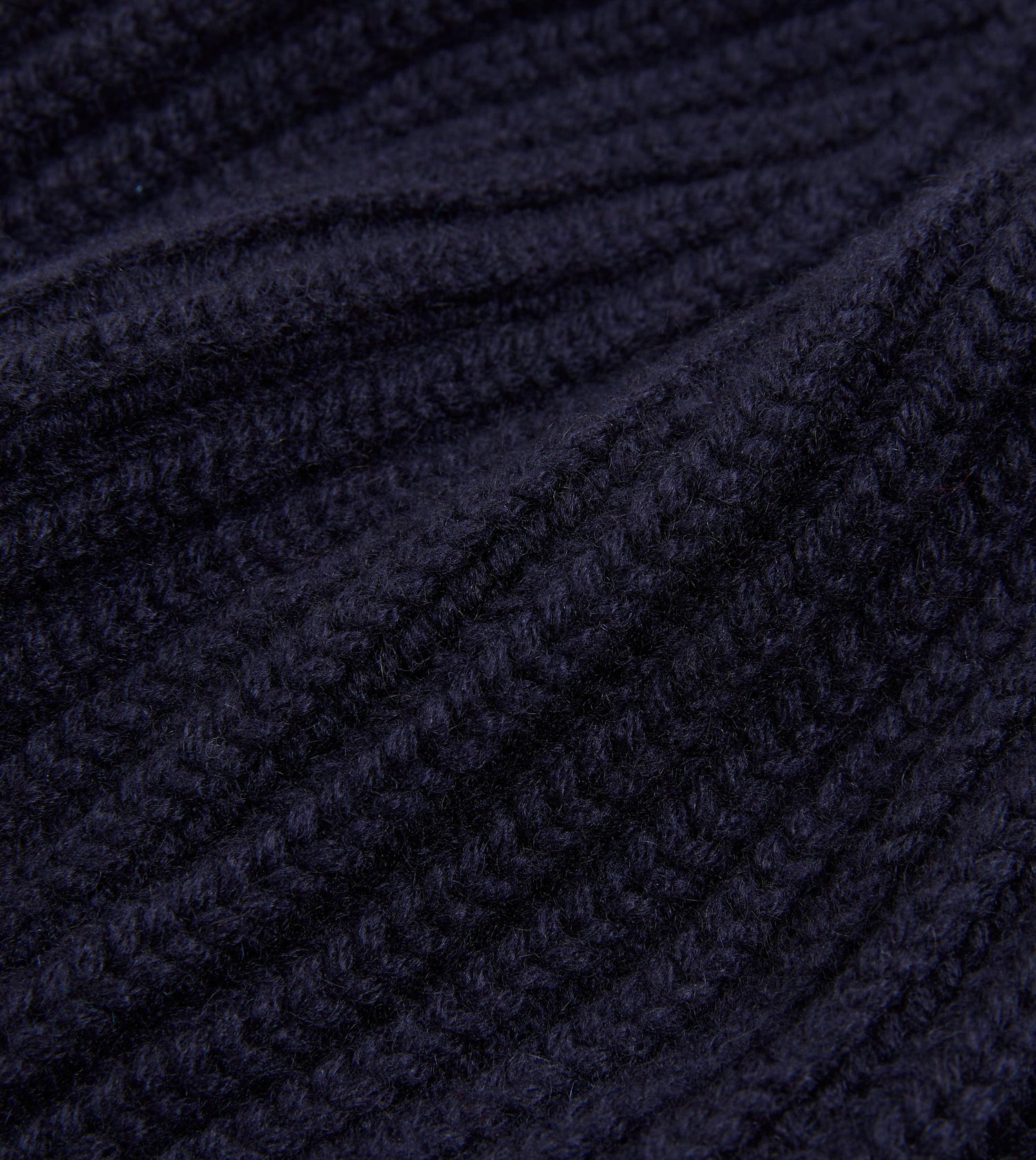 Navy Cashmere Ribbed Knit Beanie