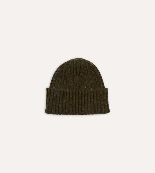 Green Ribbed Merino Donegal Knit Cap – Drakes