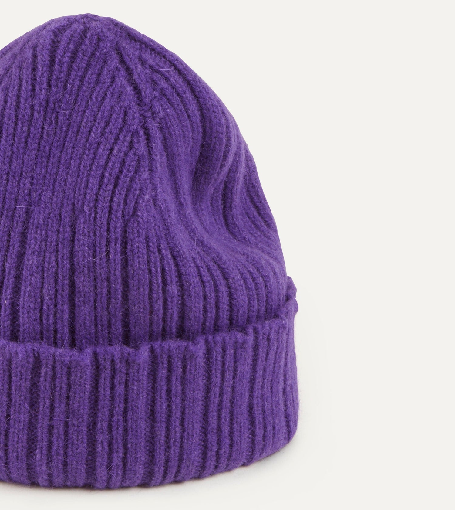 Purple Angora Lambswool Ribbed Knit Cap