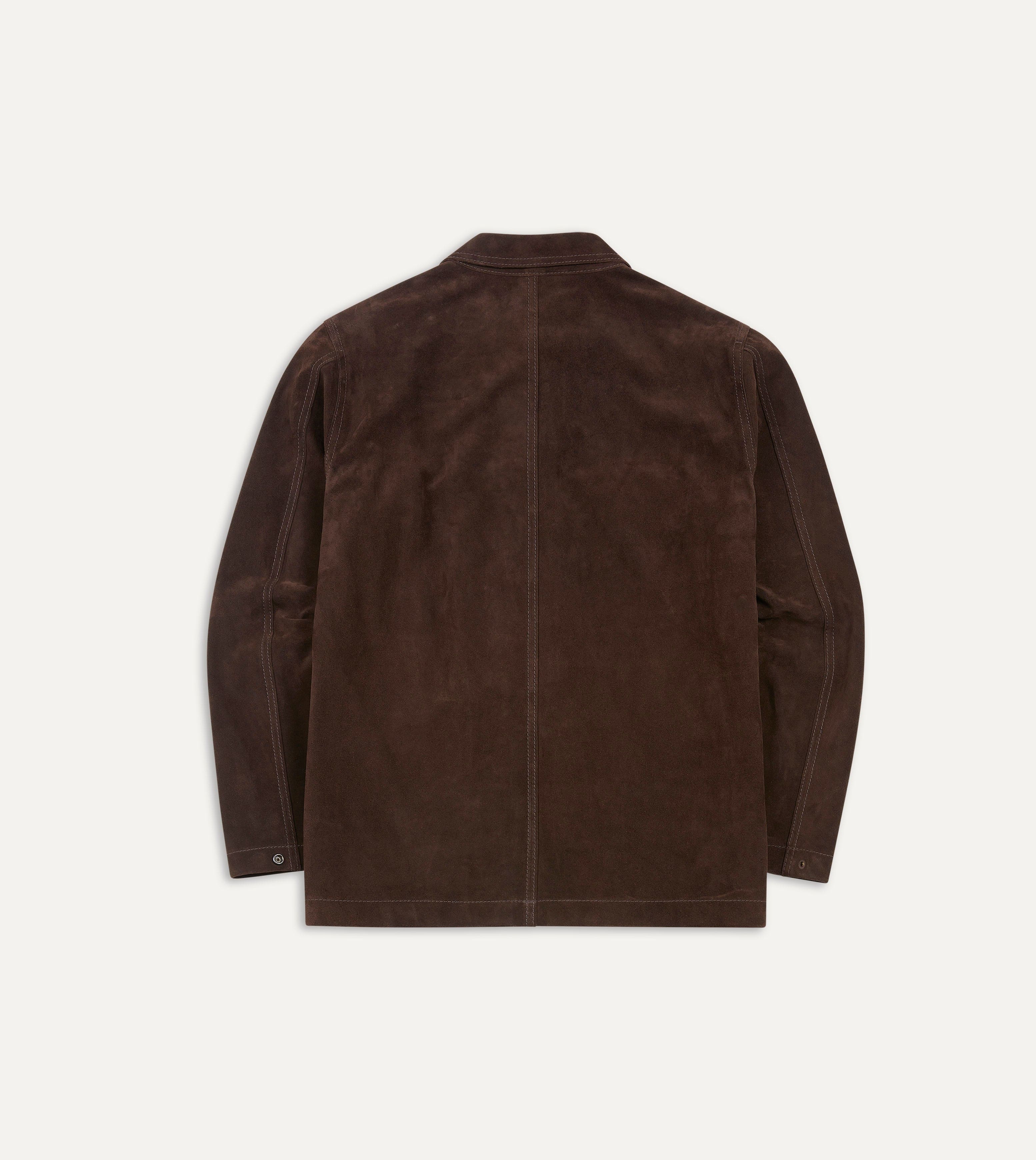 Chocolate Brown Heavyweight Suede Five-Pocket Chore Jacket – Drakes