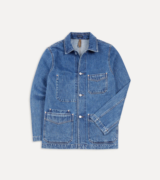 Bleach Wash Selvedge Denim Five-Pocket Chore Jacket – Drakes