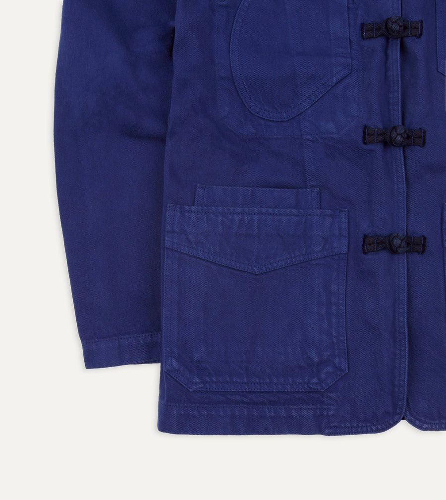 French Blue Cotton Twill Five-Pocket Artist Chore Jacket – Drakes