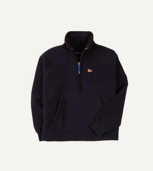 Navy Casentino Wool Half-Zip Pullover Fleece – Drakes