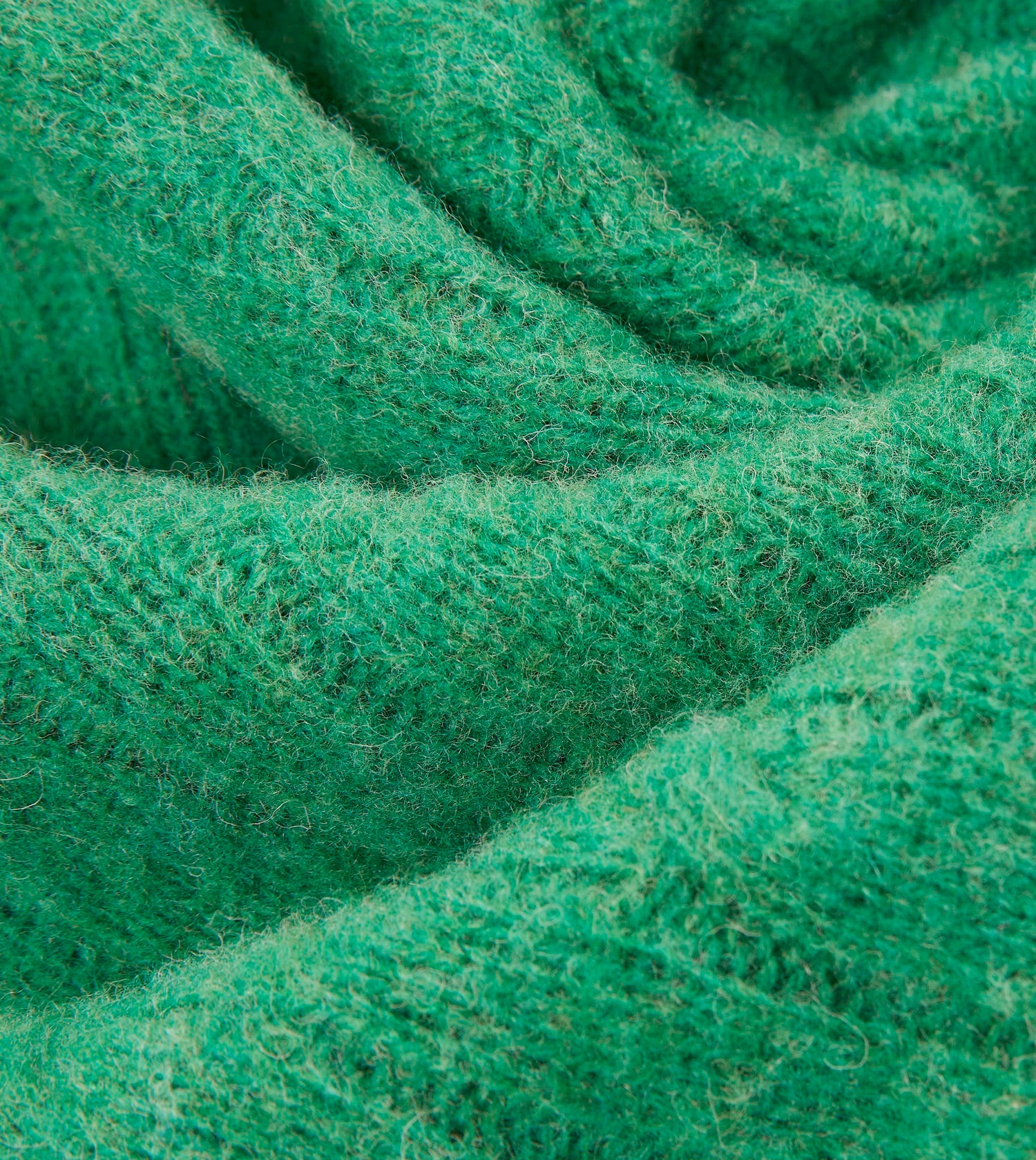 Emerald Green Brushed Cable Knit Shetland Crew Neck Jumper