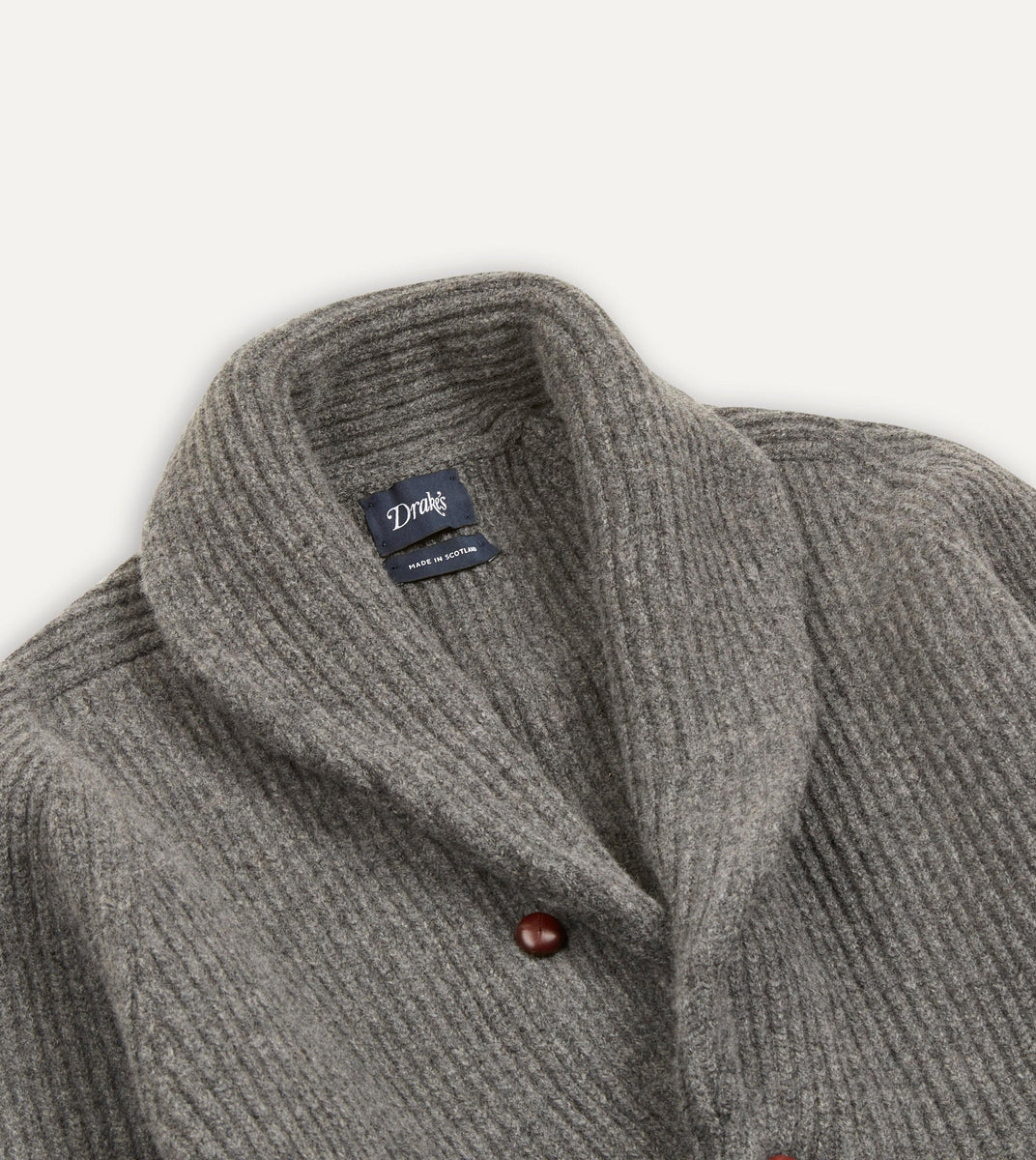 Grey Lambswool Shawl Collar Cardigan – Drakes