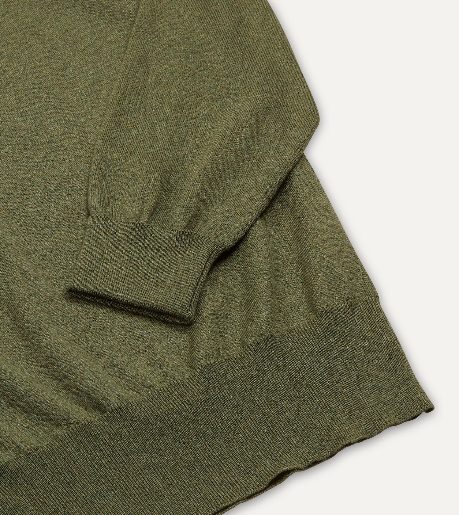 Green Knitted Silk-Cotton Long-Sleeve Polo Shirt