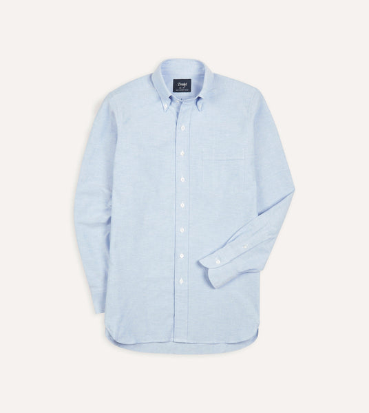 Ice Blue Cotton Oxford Cloth Button-Down Shirt – Drakes