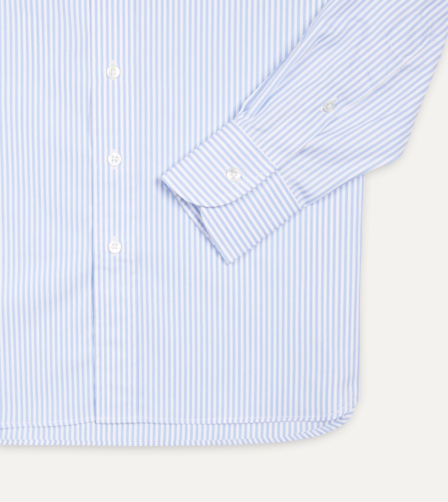 Sky Blue and White Bengal Stripe Spread Collar Cotton Poplin Shirt