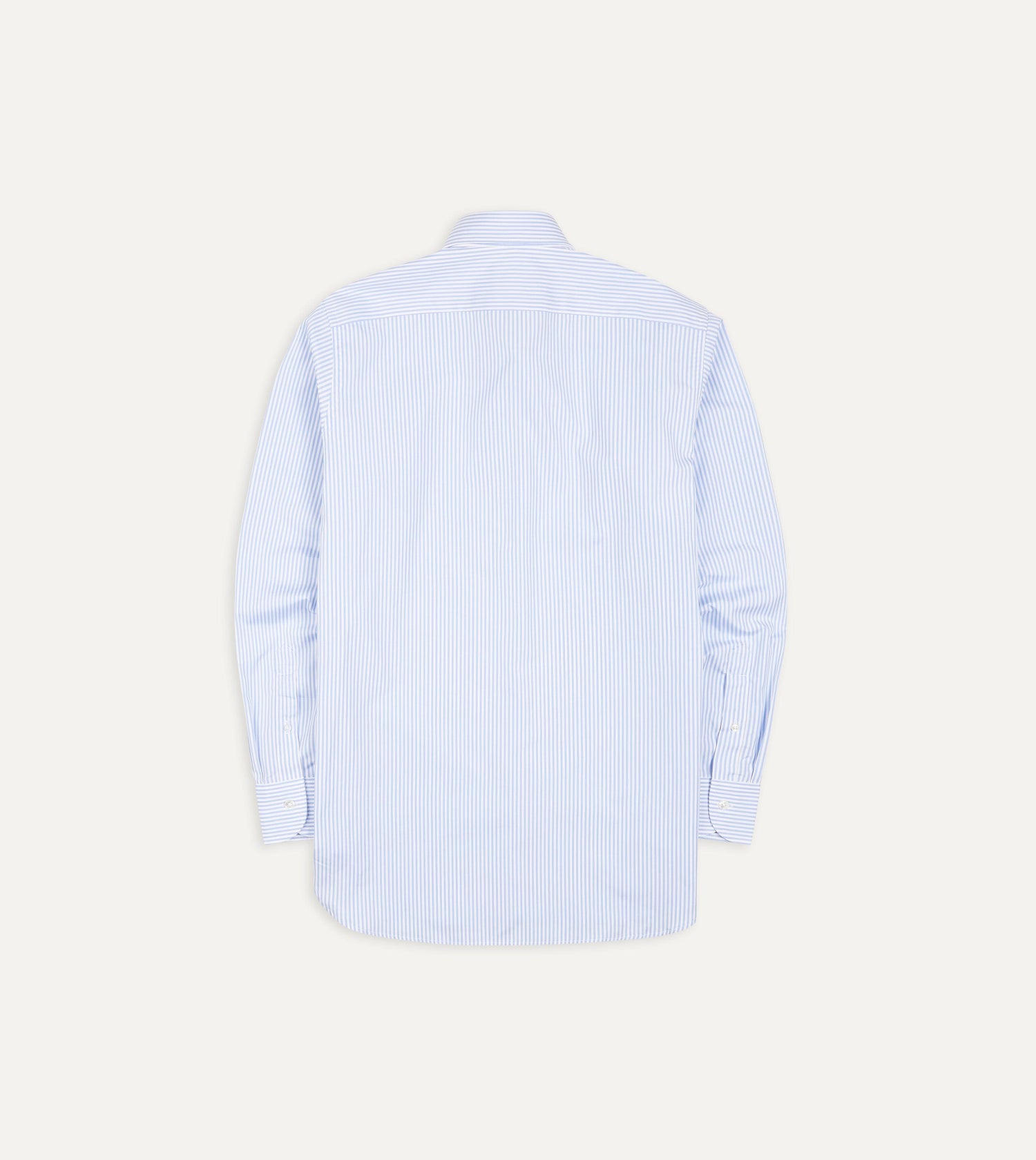 Sky Blue and White Bengal Stripe Spread Collar Cotton Poplin Shirt