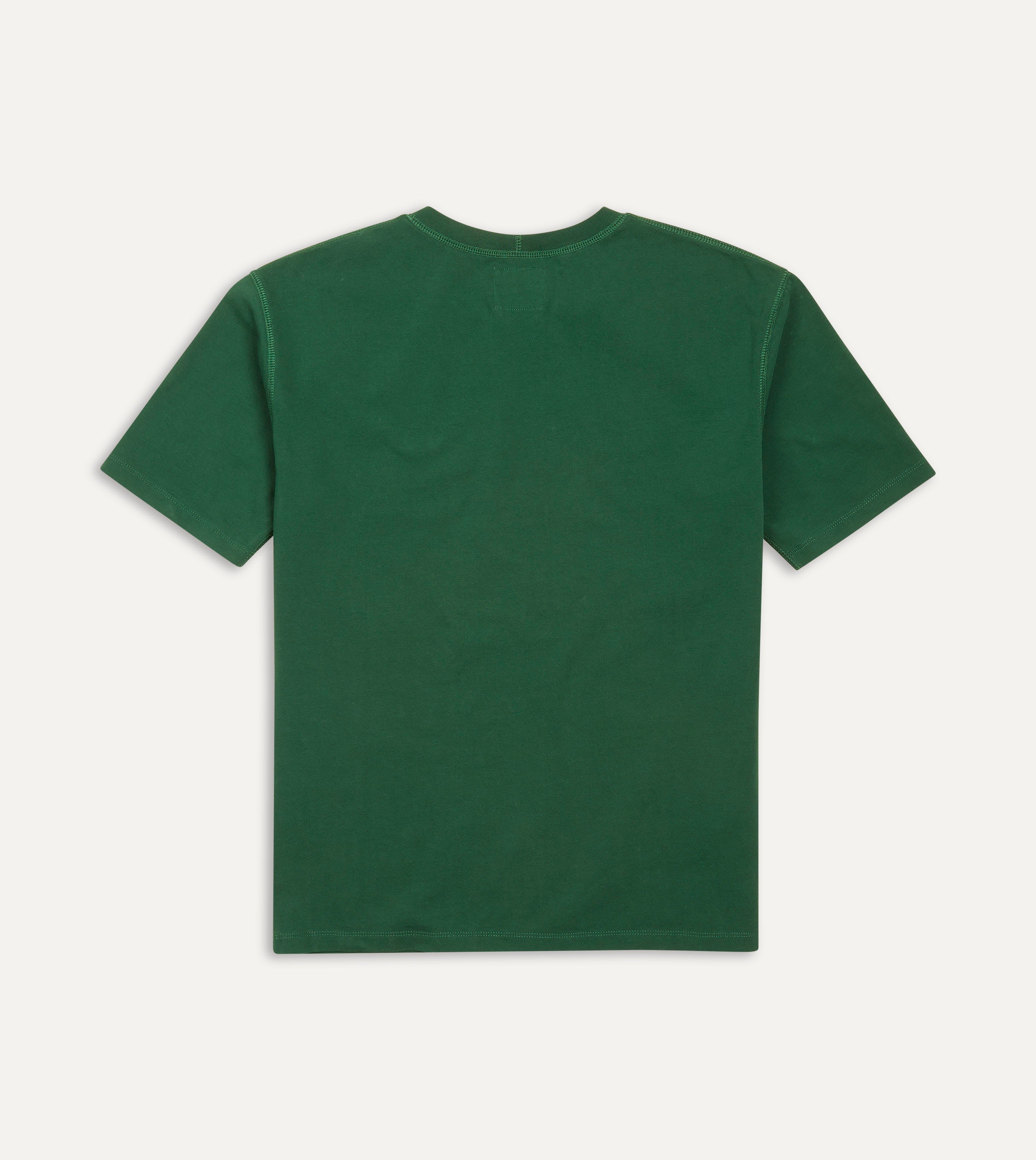 Forest Green Cotton Crew Neck Hiking T Shirt Drakes