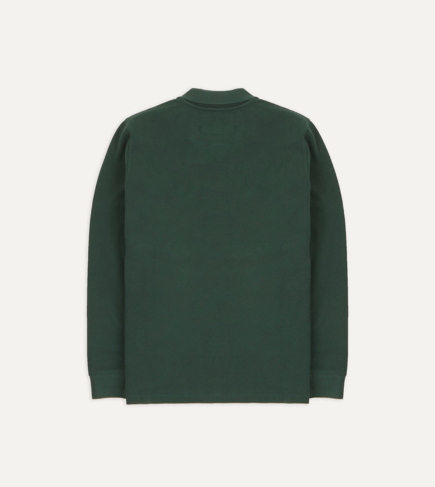 Green Pique Cotton Long-Sleeve Polo Shirt