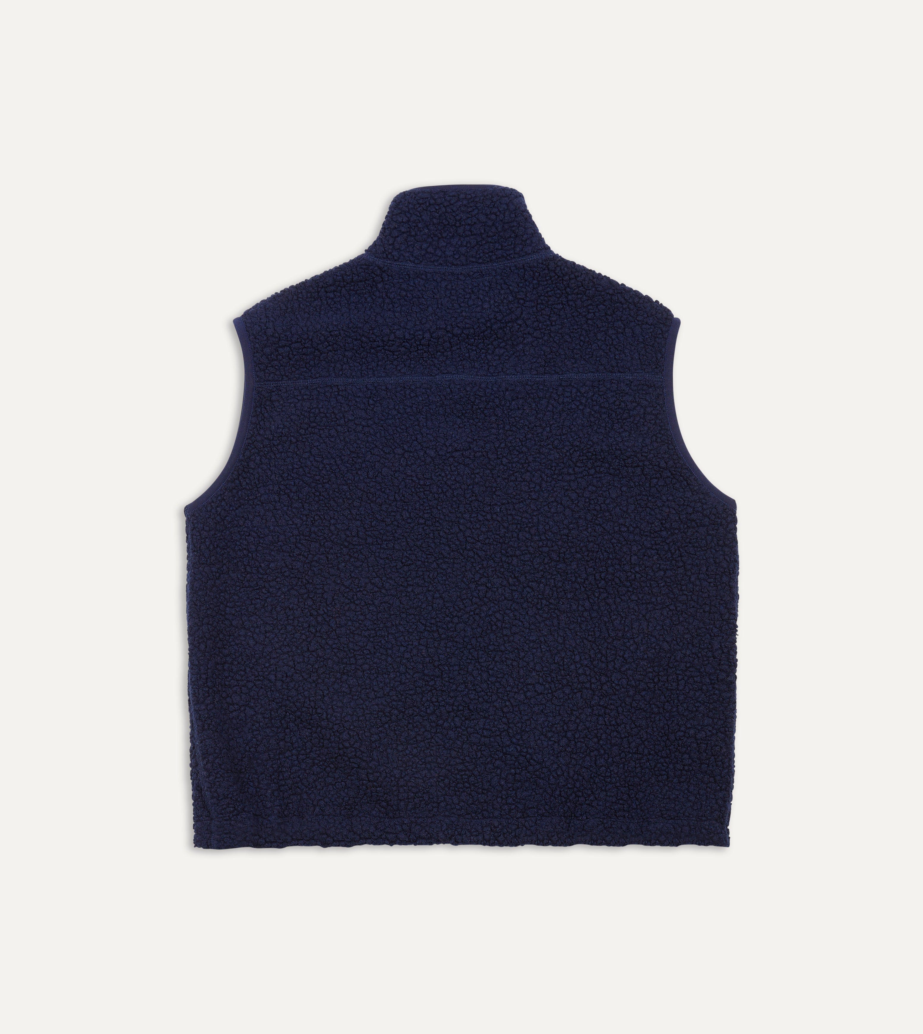 Navy Boucle Wool Zip Fleece Vest – Drakes