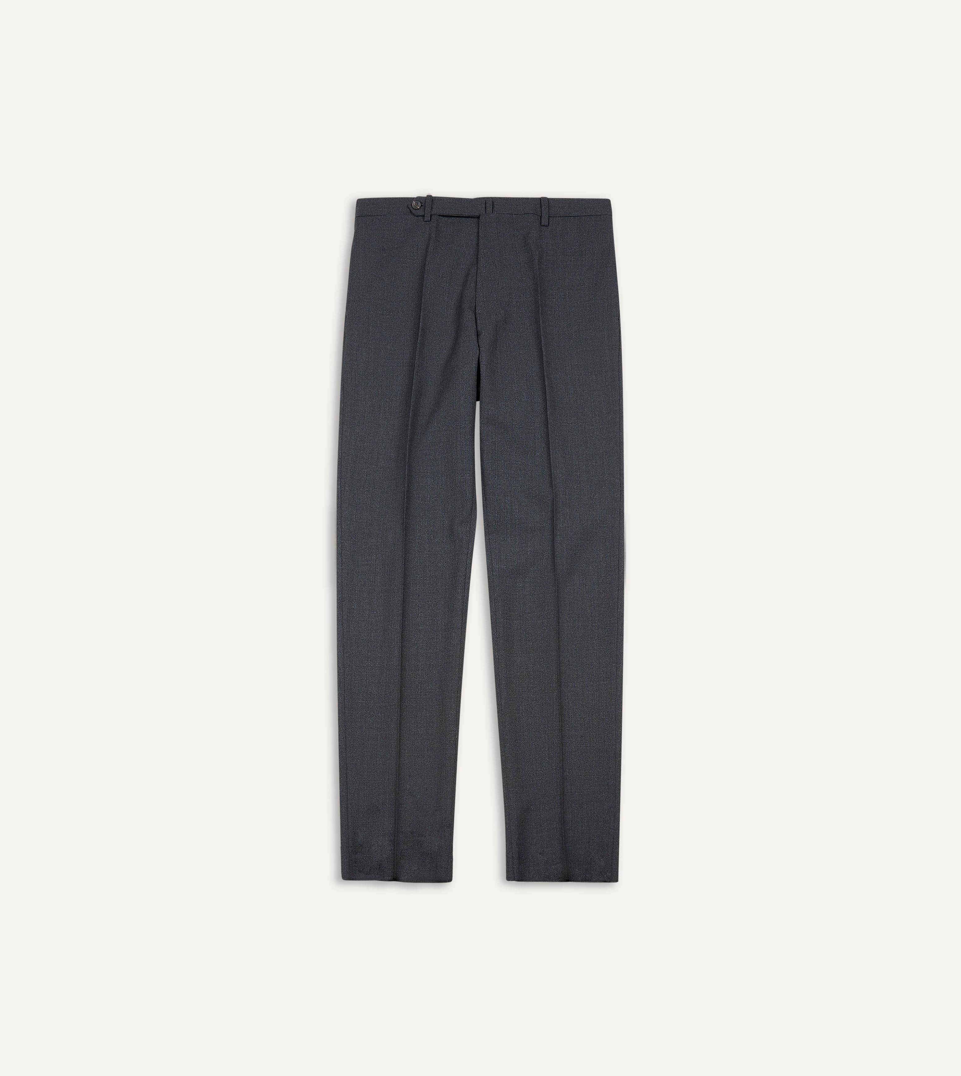 Charcoal Tropical Wool Flat Front Trouser – Drakes