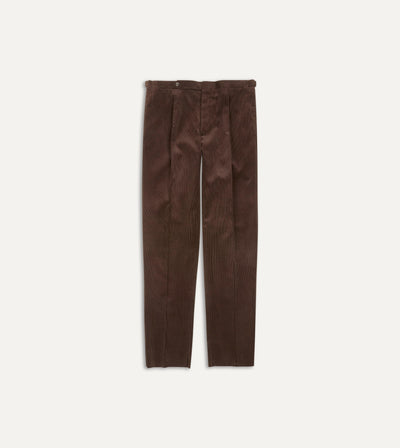 Brown Mid-Wale Corduroy Single Pleat Trouser – Drakes