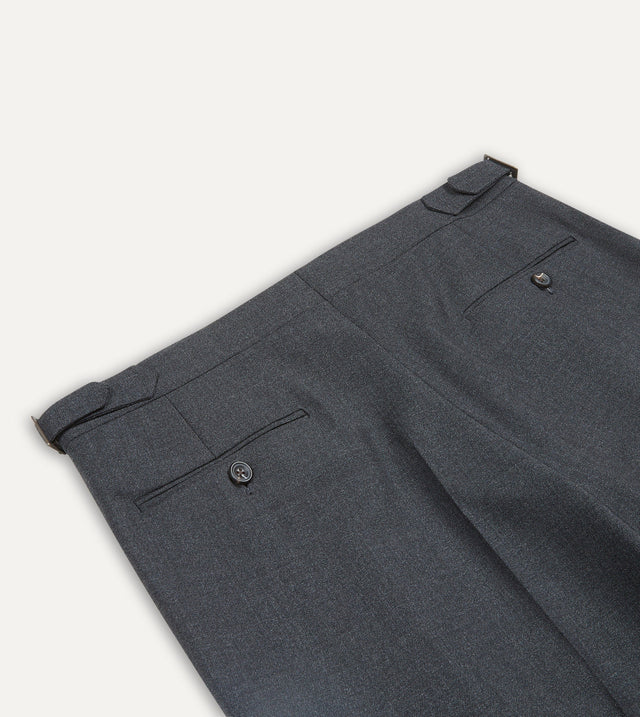 Charcoal Tropical Wool Single Pleat Trouser – Drakes
